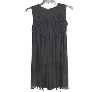 TAHARI ARTHUR S. LEVINE‎ Long Fringe Mini Flapper Dress Size 4 Black Sleeveless